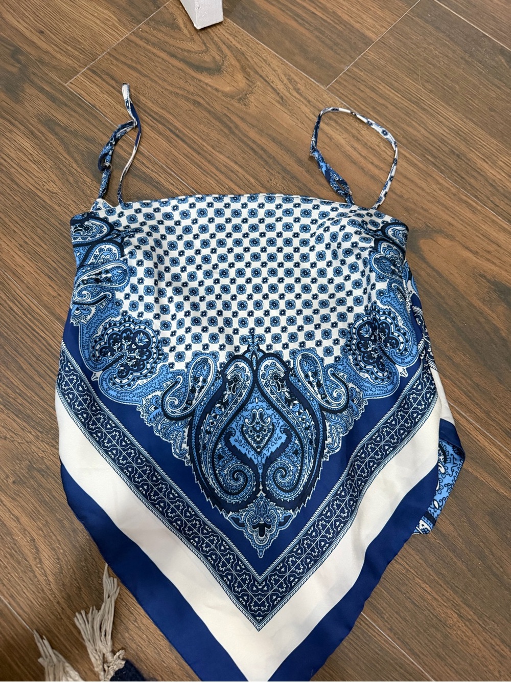 SHEIN Blue Paisley Bandana-Style Cami Top